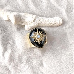 Bague Onyx martelée