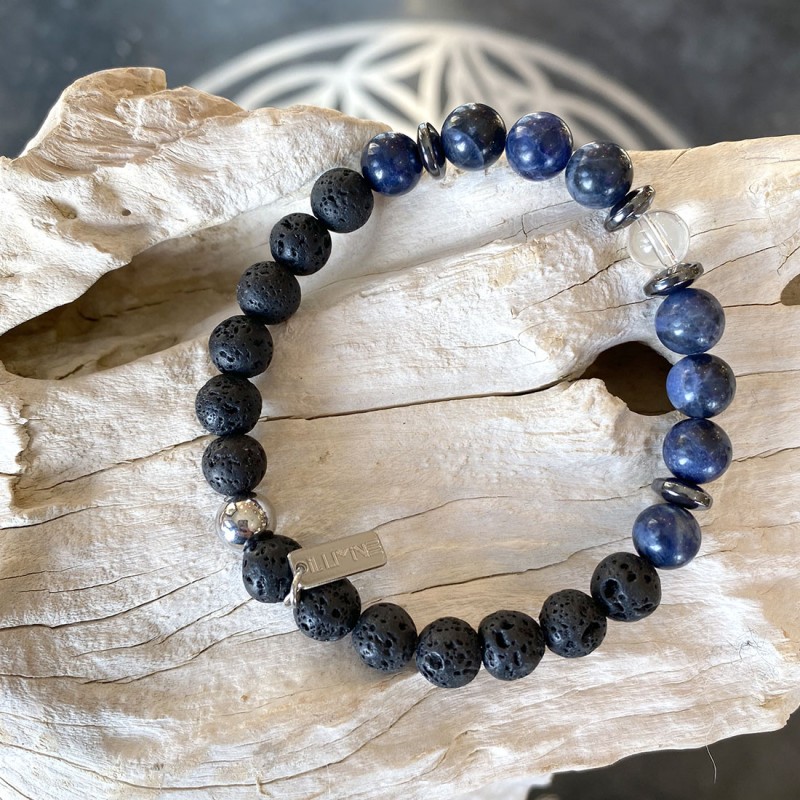 Bracelet pierre de lave et sodalite