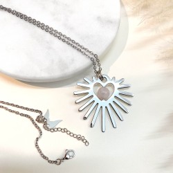 Collier coeur rose