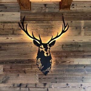 Cerf mural lumineux chalet