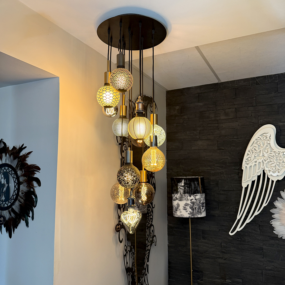 Suspension noire 12 Brins | Grand Lustre Design Il-umine Suspension noire 12 Brins | Grand Lustre Design Il-umine