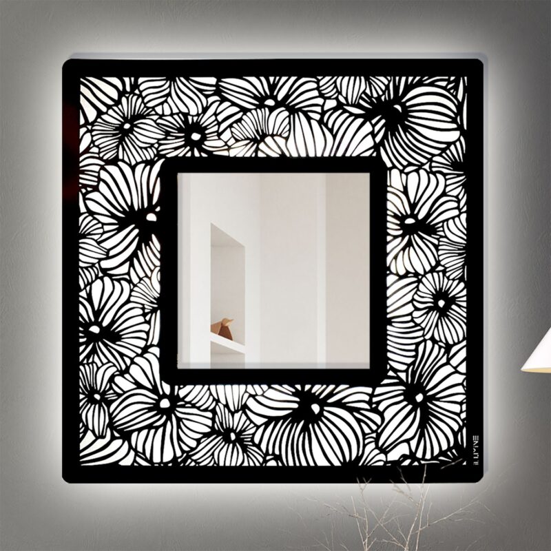 Miroir carré lumineux Flowers