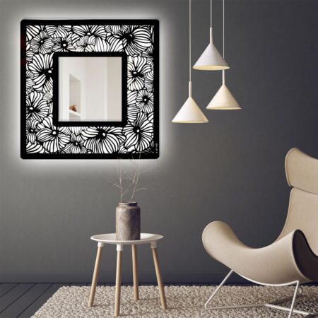 miroir carré lumineux flowers