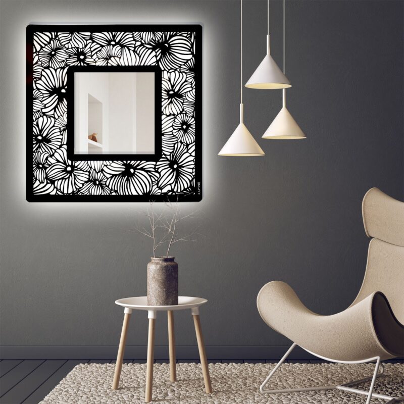 Miroir carré lumineux Flowers