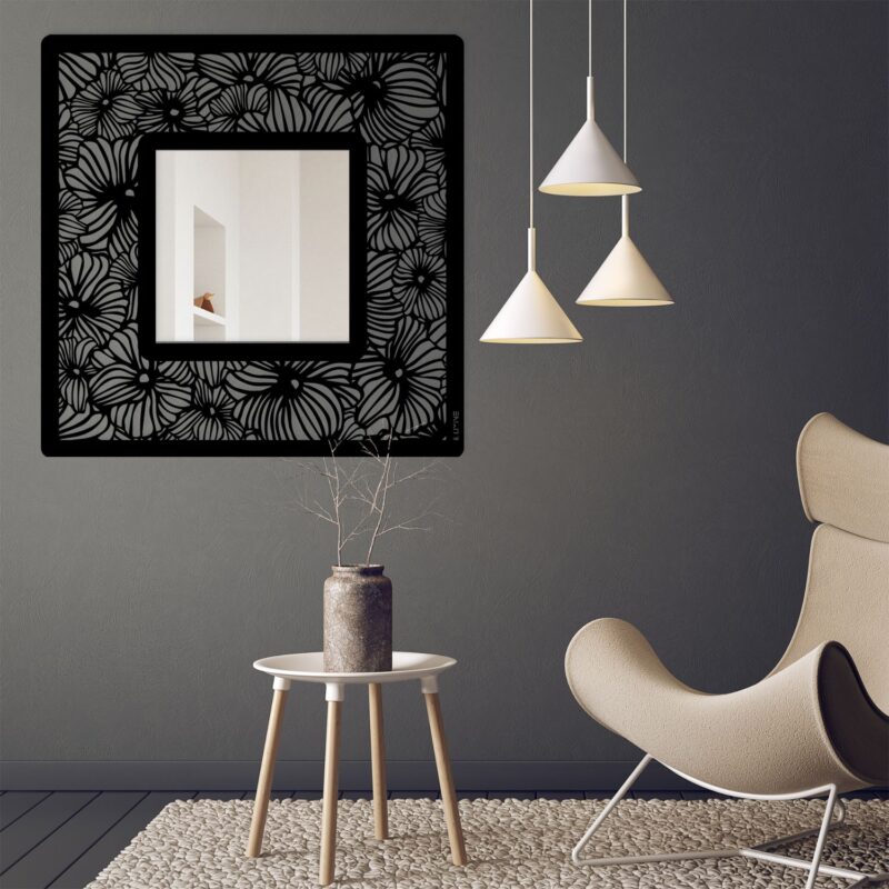 Miroir carré lumineux Flowers