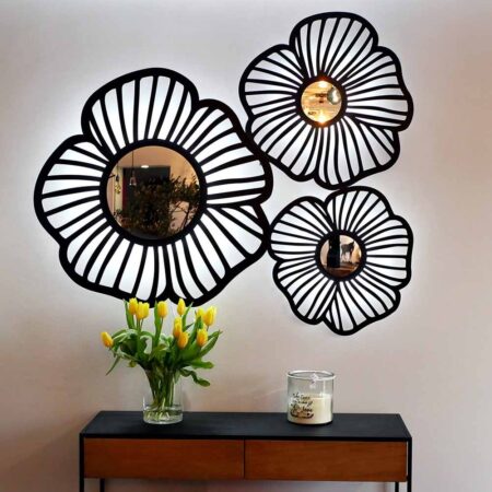 miroir lumineux flowers triptyque