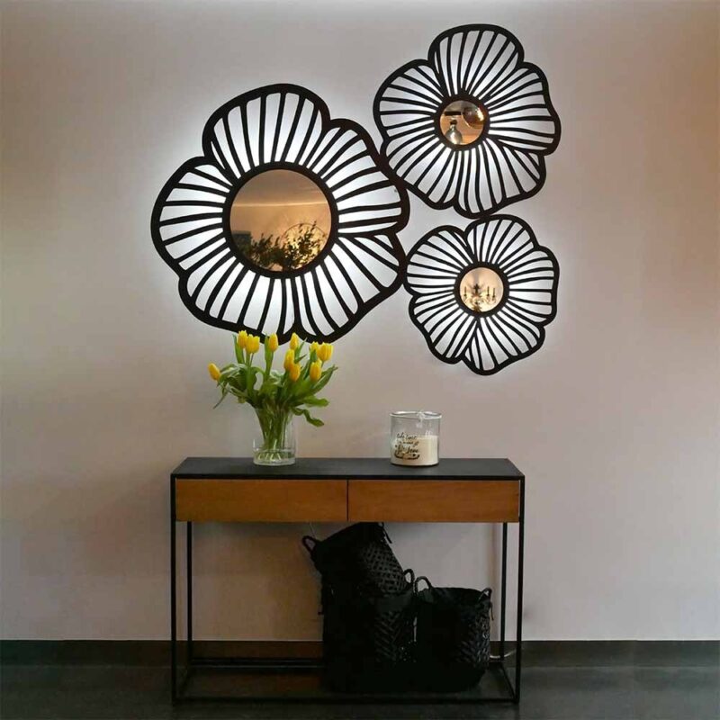 Miroir lumineux Flowers Triptyque